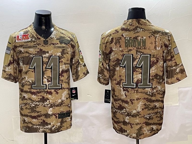Men Philadelphia Eagles #11 Brown Camo 2025 Nike Salute to Service Limited NFL Jersey style 2121